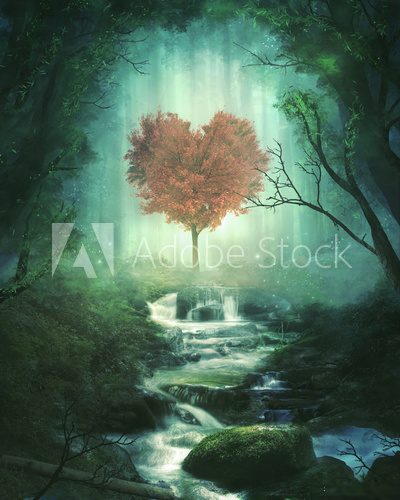 Heart tree in the forest