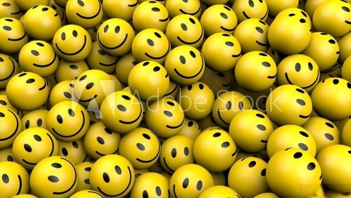 yellow smileys in social media concept 3D rendering