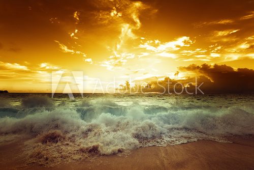 sunset on Seychelles beach