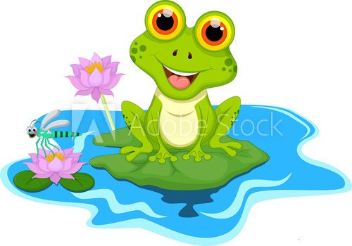 Green frog sitting on a leaf