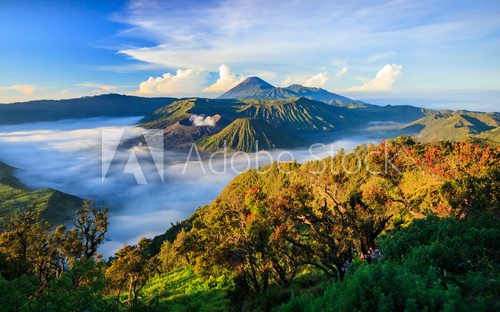 Bromo vocalno at sunrise, East Java, , Indonesia