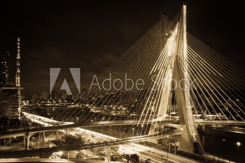 Sao Paulo city bridge at night