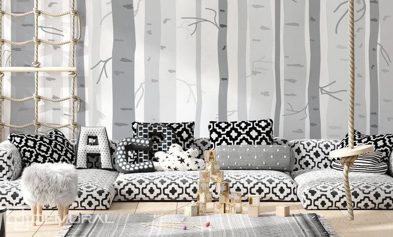 biala mgla w szarym lesie fototapety do pokoju dziecka fototapety demural