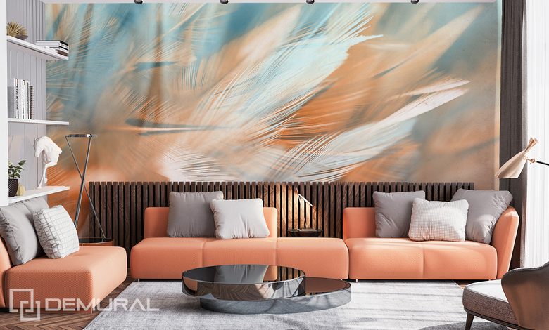 kolorowa lekkosc piorek fototapety do salonu fototapety demural