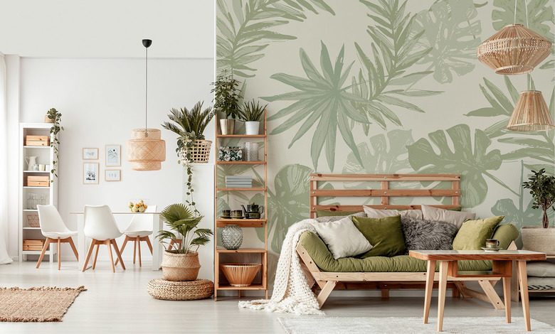 tropikalny akcent w salonowym zaciszu fototapety do salonu fototapety demural