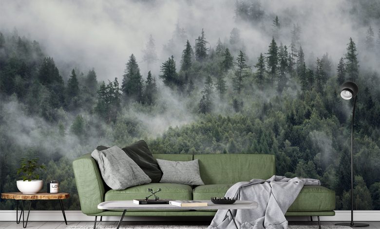 poranna mgla nad lesnym krajobrazem fototapety krajobraz fototapety demural