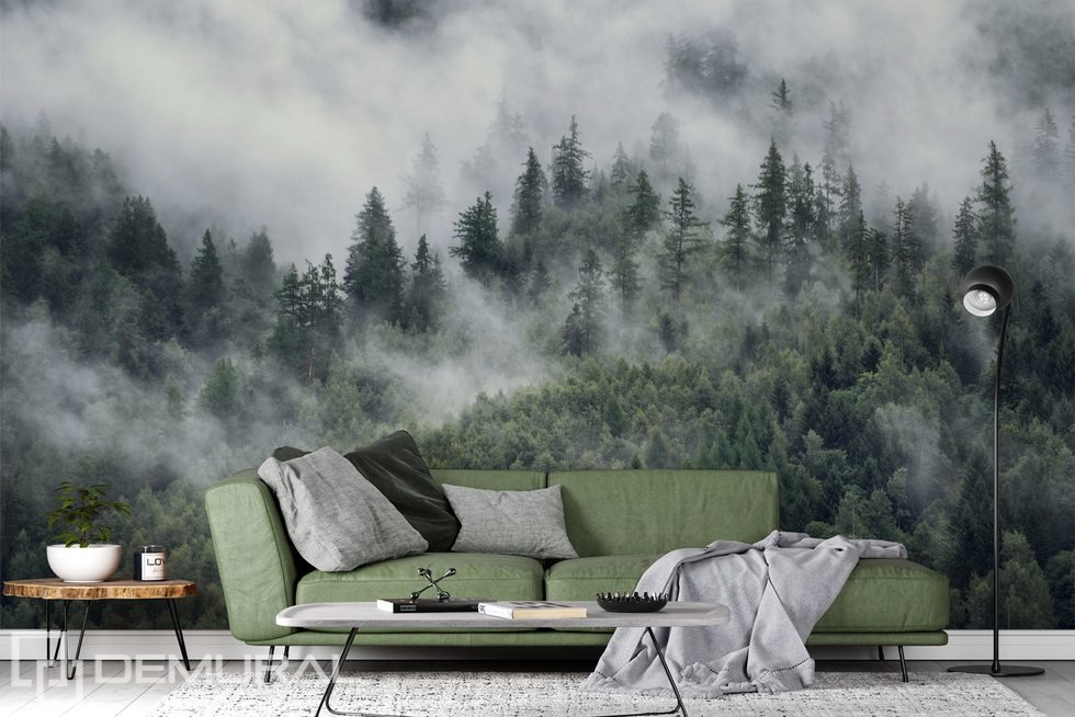 Poranna mgła nad leśnym krajobrazem Fototapety Krajobraz Fototapety Demural