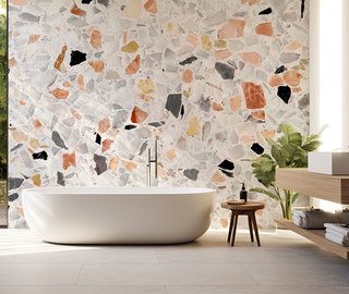 mozaikowy akcent w nowoczesnym wnetrzu fototapety tekstury fototapety demural