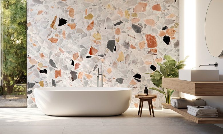 mozaikowy akcent w nowoczesnym wnetrzu fototapety tekstury fototapety demural