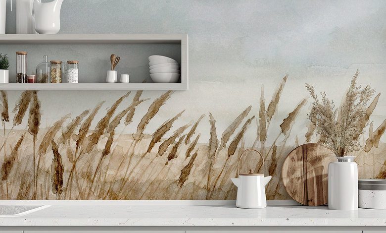 akwarelowe trawy w jesiennym swietle fototapety krajobraz fototapety demural