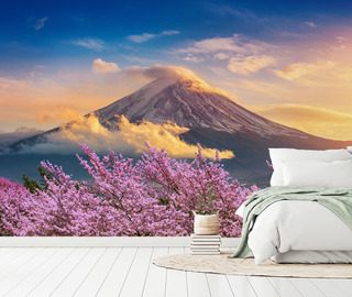 wulkaniczna harmonia z kwitnaca wisnia fototapety krajobraz fototapety demural