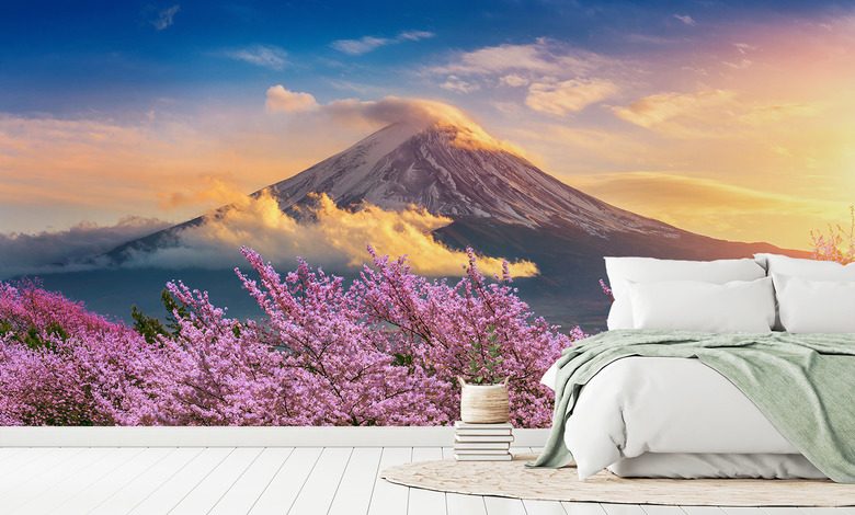 wulkaniczna harmonia z kwitnaca wisnia fototapety krajobraz fototapety demural