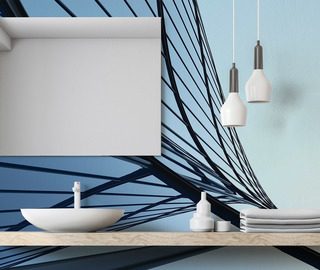 abstrakcyjna linia architektoniczna w odcieniach niebieskiego fototapety do lazienki fototapety demural