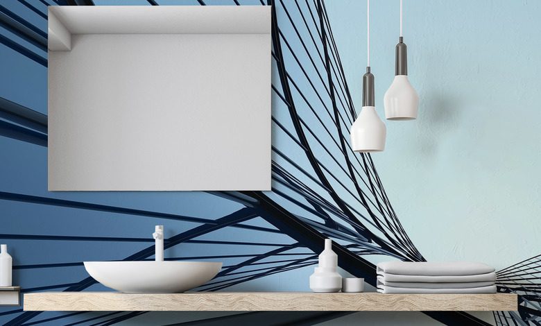 abstrakcyjna linia architektoniczna w odcieniach niebieskiego fototapety do lazienki fototapety demural