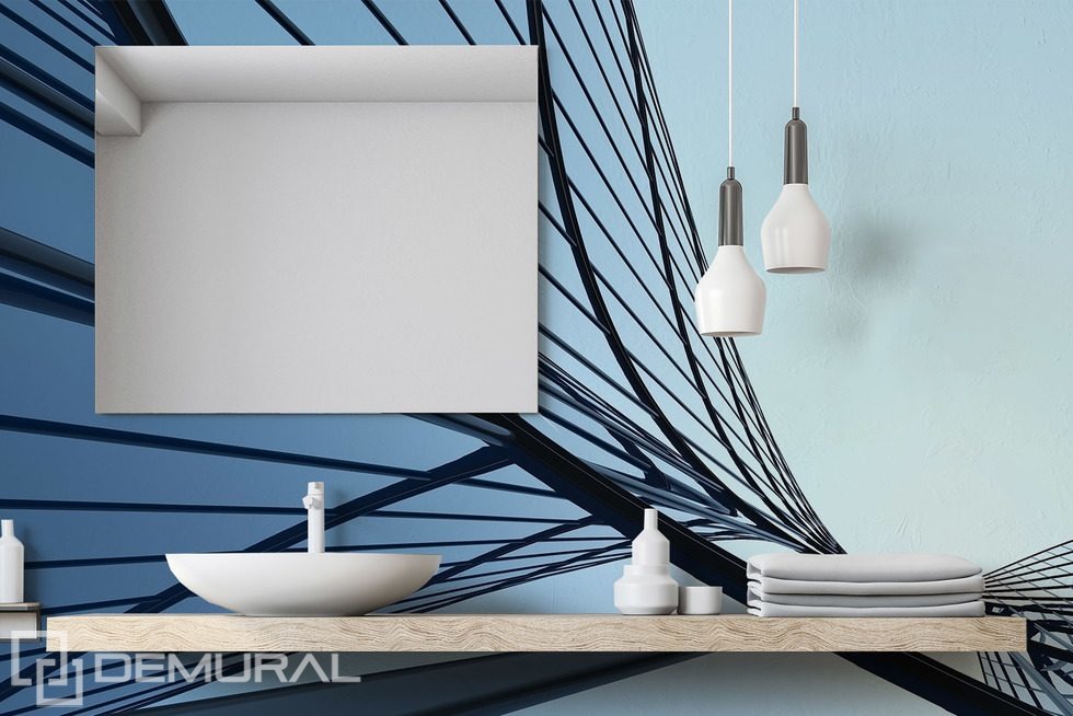 Abstrakcyjna linia architektoniczna w odcieniach niebieskiego Fototapety do łazienki Fototapety Demural