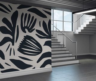 kontrastowy wzor roslinny w czerni i bieli fototapety kwiaty fototapety demural