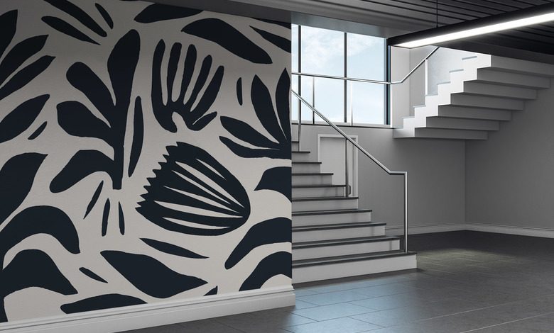 kontrastowy wzor roslinny w czerni i bieli fototapety kwiaty fototapety demural