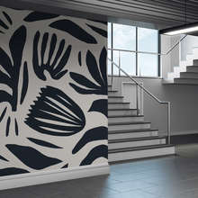 Kontrastowy-wzor-roslinny-w-czerni-i-bieli-fototapety-kwiaty-fototapety-demural