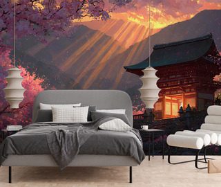 japonska swiatynia w blasku zachodu slonca fototapety orientalne fototapety demural
