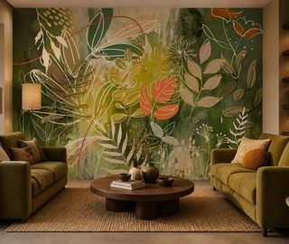 wyrazisty kontrast zieleni i pomaranczy fototapety do salonu fototapety demural