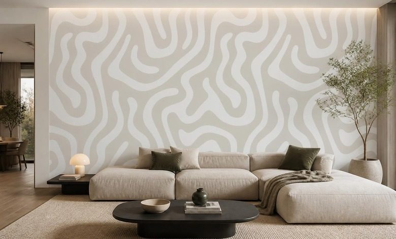 subtelna gra linii w naturalnej kolorystyce fototapety do salonu fototapety demural