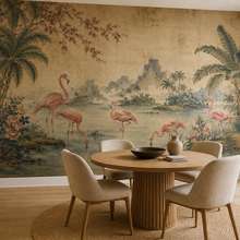 Rytmiczne-rozmieszczenie-motywu-flamingow-fototapety-orientalne-fototapety-demural