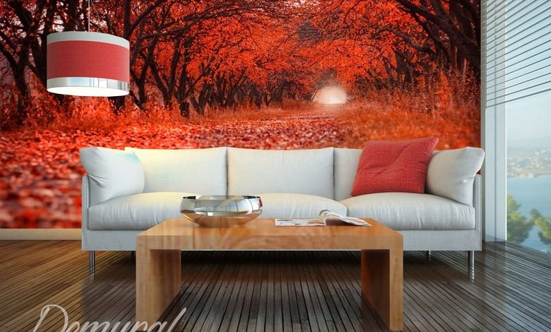 jesienna droga fototapety las fototapety demural