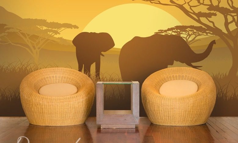 slonie na safari fototapety krajobraz fototapety demural