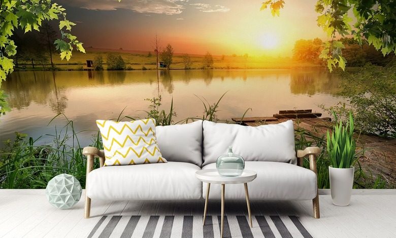 chwile relaksu nad jeziorem fototapety krajobraz fototapety demural